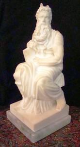 Antique Alabaster Statue of Moses on a Marble Base