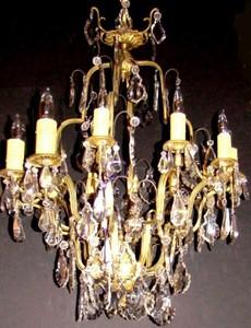 Antique French Bronze and Crystal chandelier