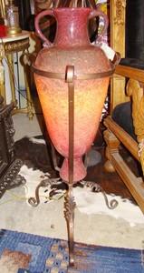 Daum Nancey Large Glass Vase Lamp with an Iron Stand