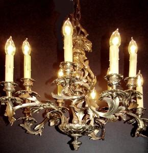 Ornate Small Antique French Chandelier with 8 Candle Lights