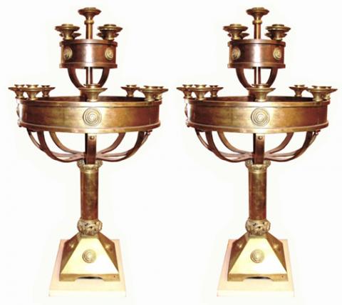  Antique Art Deco Bronze Candelabras