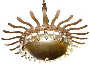 Rustic Iron and Brass Light Fixture in a Sunburst Design