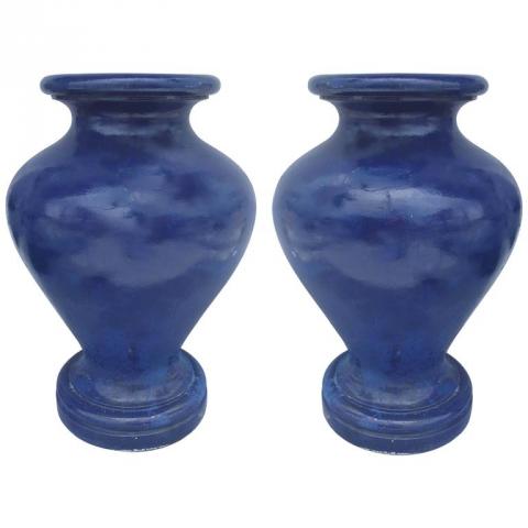 Pair of Monumental Art Deco Garden Urns by California Pottery