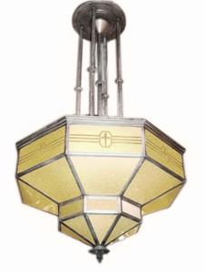 Large Art Deco Chandelier Glass Panel Pendant Light