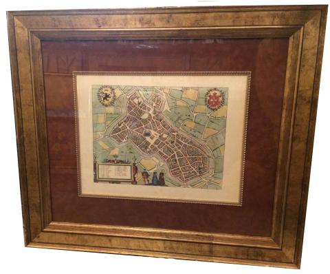 Framed Antique Map of Lille by Braun & Hogenberg